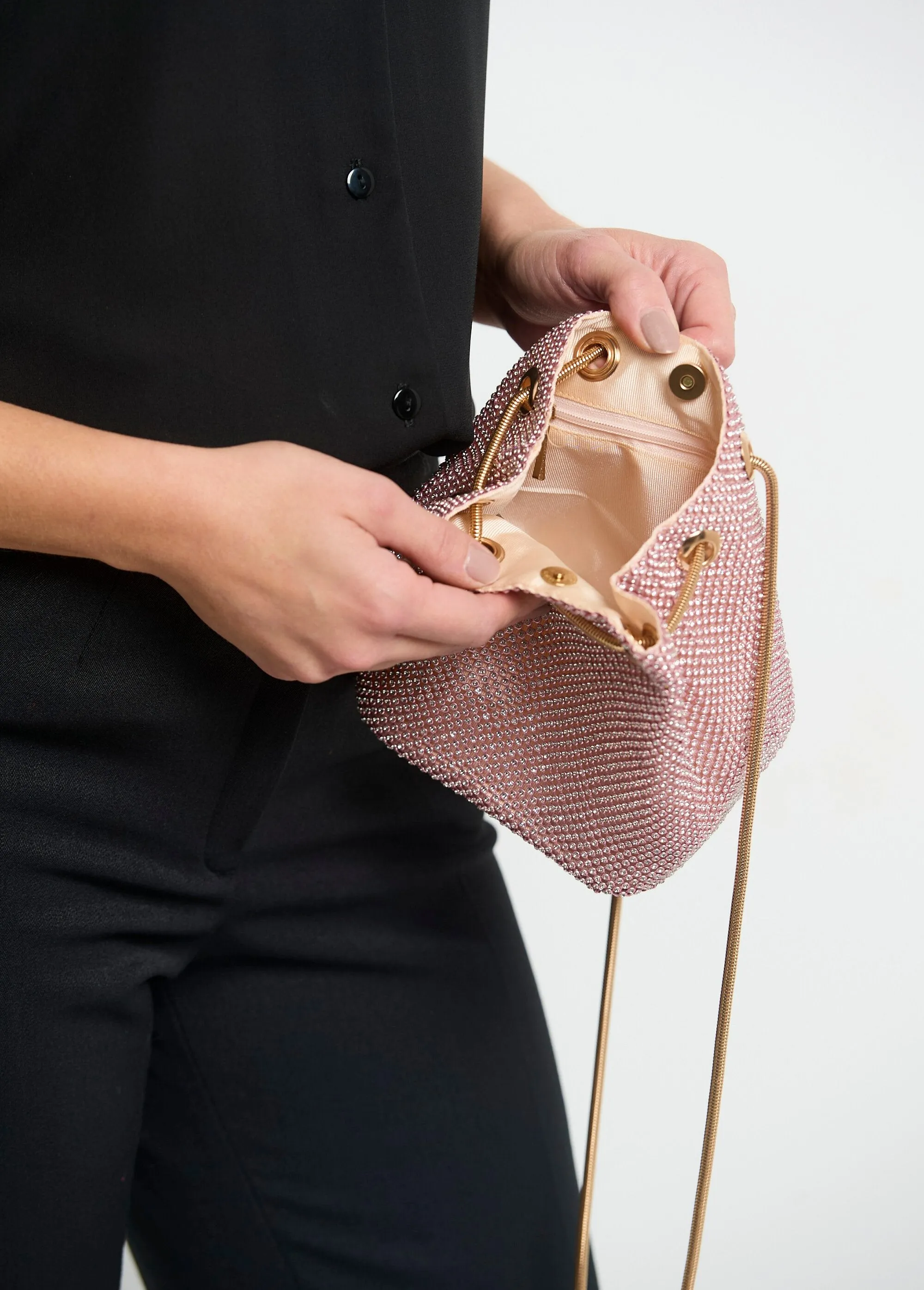 Chic rhinestone mesh purse bag