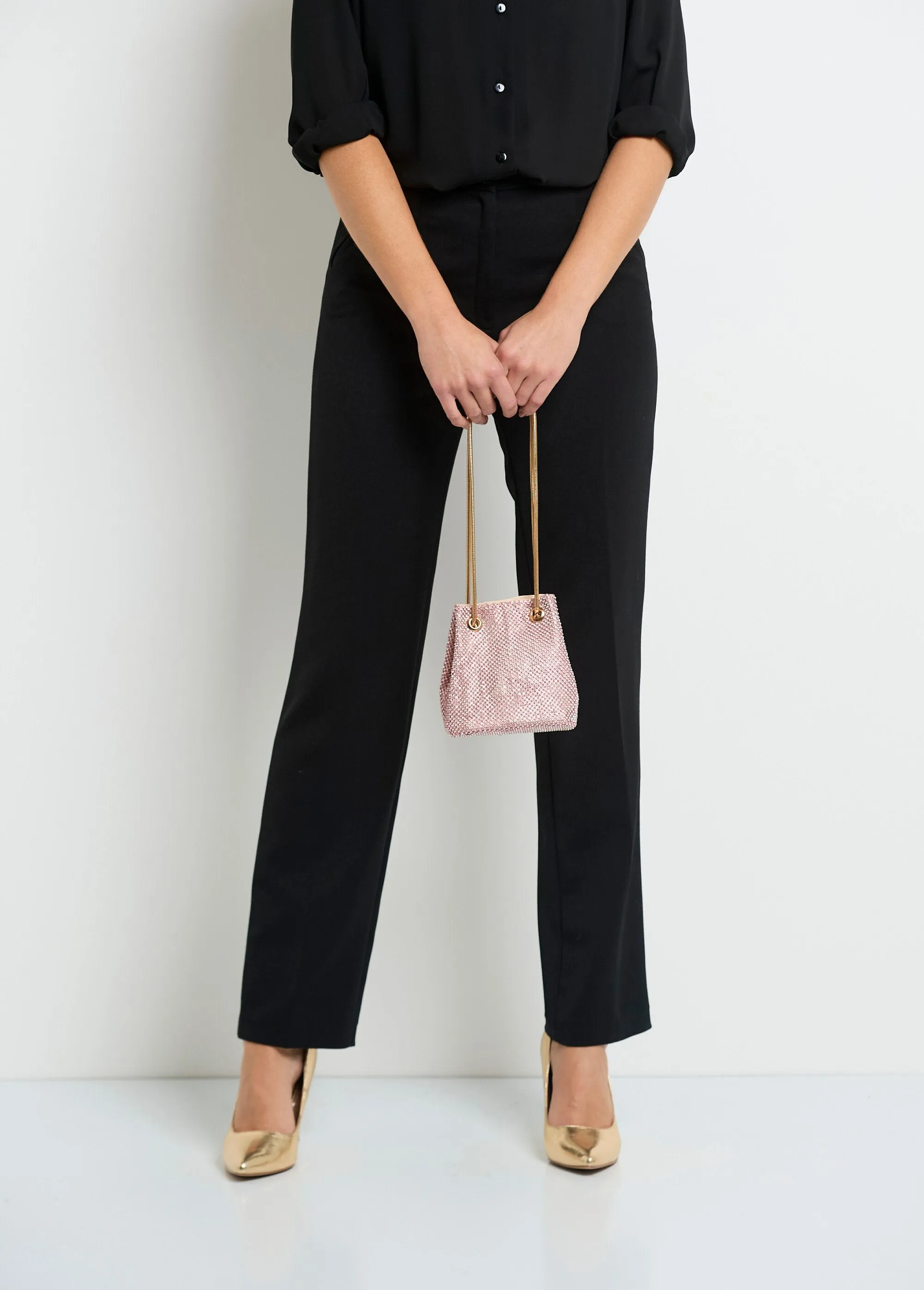 Chic rhinestone mesh purse bag