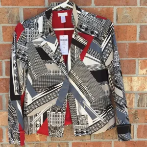 Chico's Moto Jacket Quilt Pattern Size 0 = 4 NWT Mixed Media Business Career