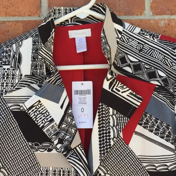 Chico's Moto Jacket Quilt Pattern Size 0 = 4 NWT Mixed Media Business Career