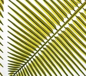 China Seas Fabric: Bahama Palm - Custom Fern Green on Light-Tint Belgian Linen / Cotton