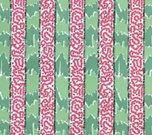 China Seas Fabric: Bijou Stripe - Custom Pink / Green on Tinted Belgian Linen/Cotton