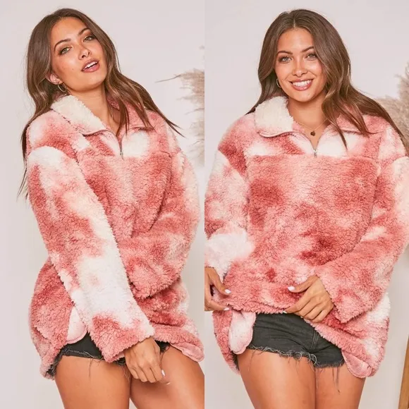 Chloe Pink Tie Dye Sherpa Jacket