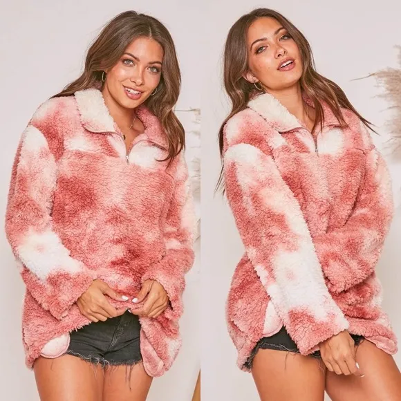 Chloe Pink Tie Dye Sherpa Jacket