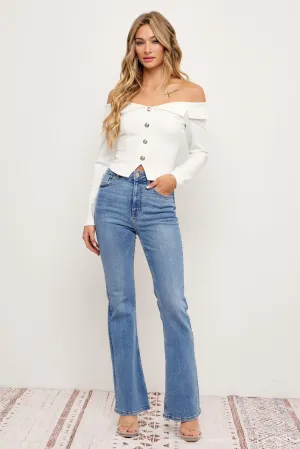 Chloe Woven Off Shoulder Blazer Top