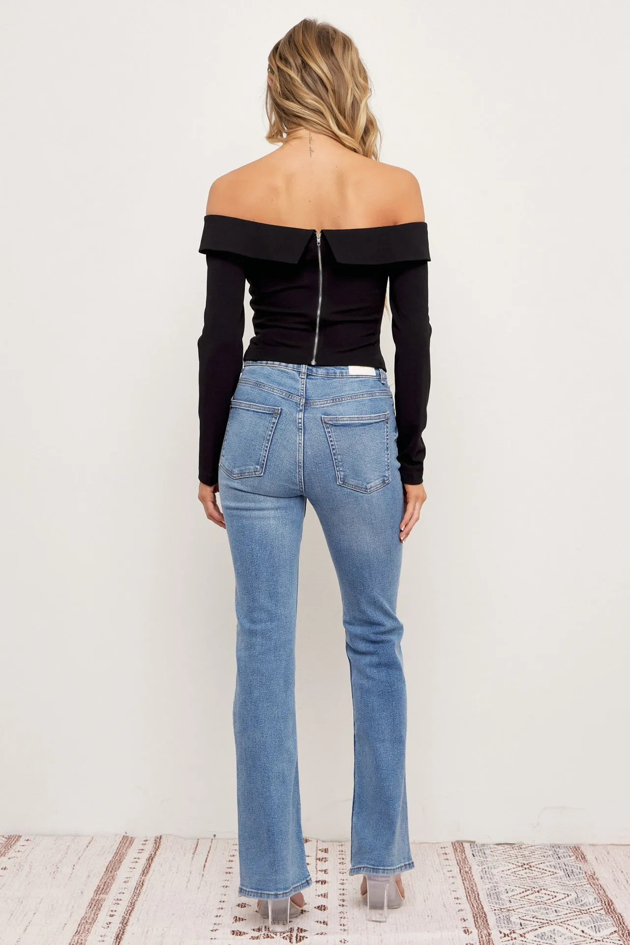 Chloe Woven Off Shoulder Blazer Top