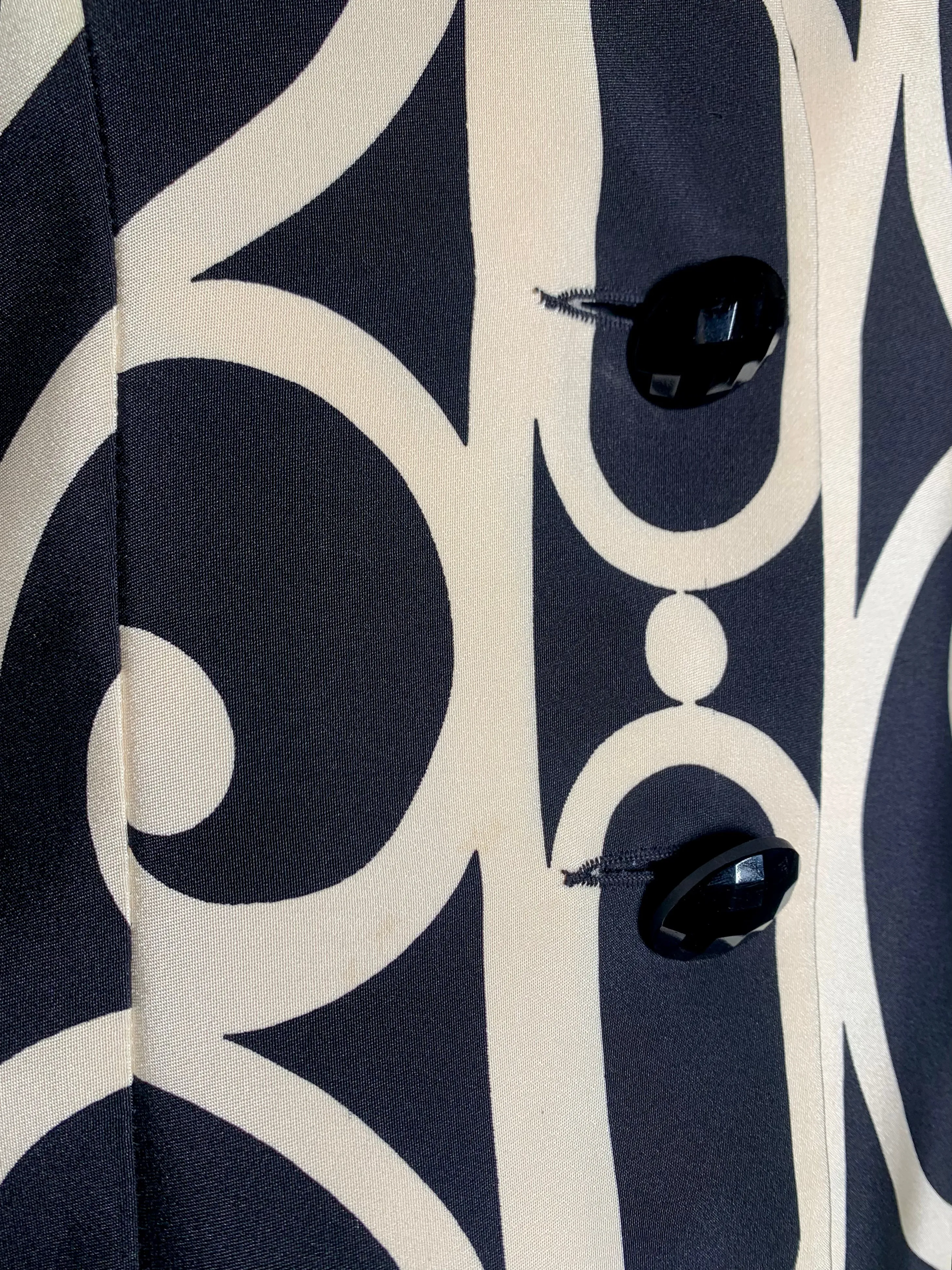 Christian Dior Boutique 1990's Fer Forge Motif Print Silk Jacket/Blouse