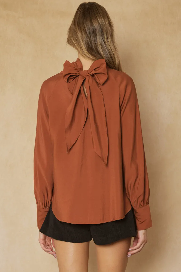 Cinnamon Drape Neck Blouse
