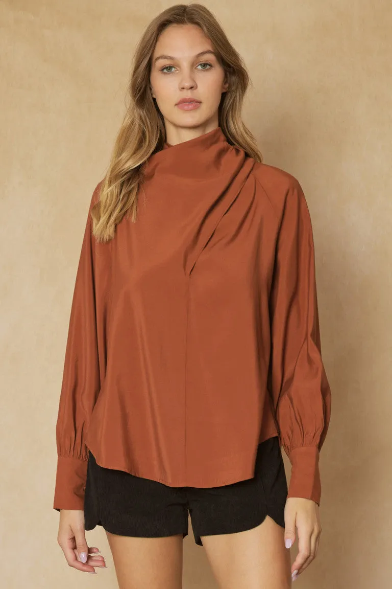 Cinnamon Drape Neck Blouse