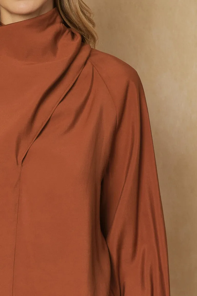 Cinnamon Drape Neck Blouse