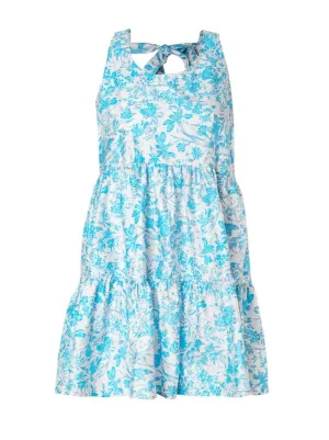 Clio Printed Open Back Silk Mini Dress - Porcelain