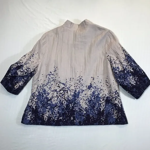 Coldwater Creek Womens Linen Jacket Size 20/22 Button Up Artsy Floral Lagenlook