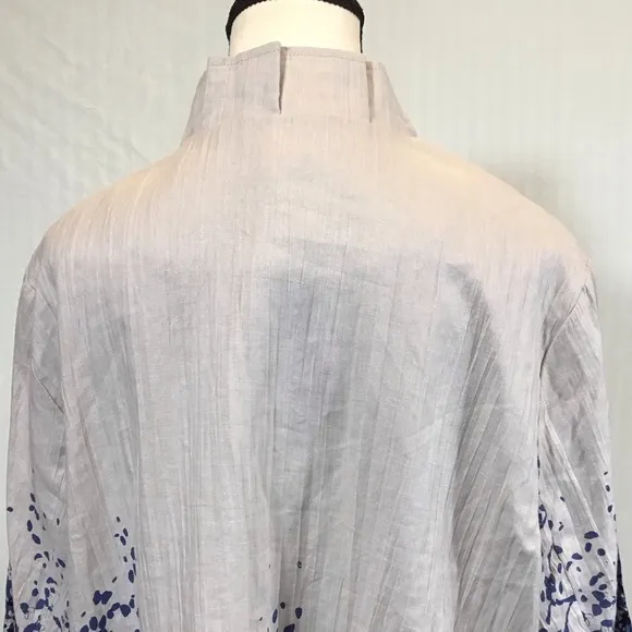Coldwater Creek Womens Linen Jacket Size 20/22 Button Up Artsy Floral Lagenlook