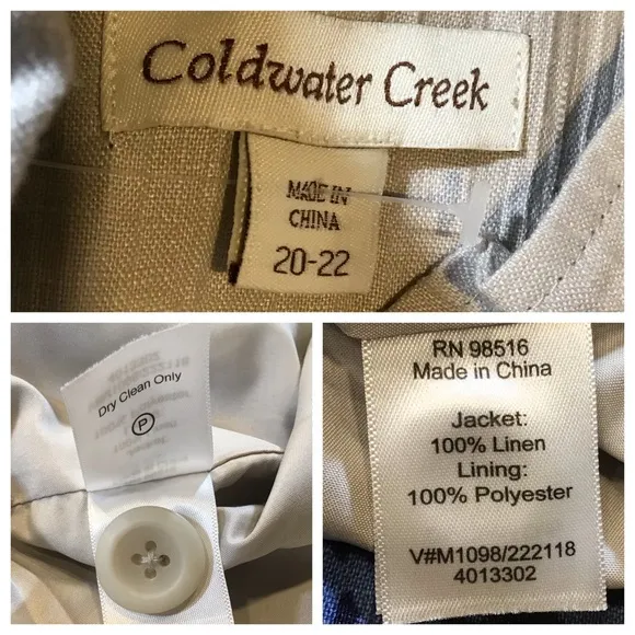 Coldwater Creek Womens Linen Jacket Size 20/22 Button Up Artsy Floral Lagenlook