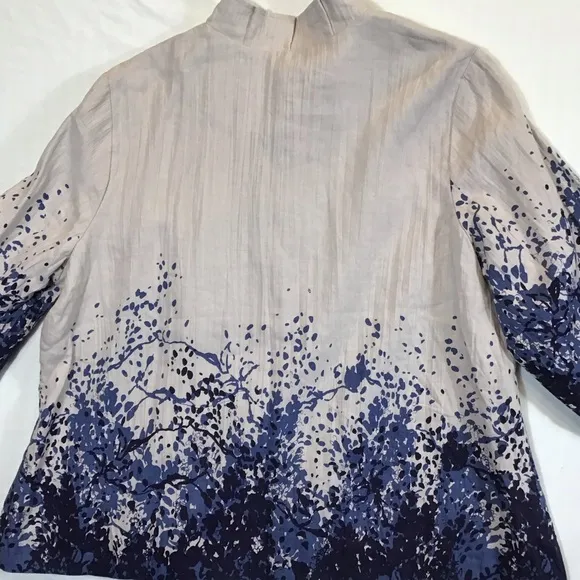 Coldwater Creek Womens Linen Jacket Size 20/22 Button Up Artsy Floral Lagenlook