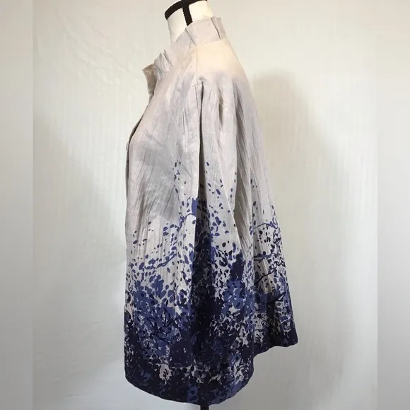 Coldwater Creek Womens Linen Jacket Size 20/22 Button Up Artsy Floral Lagenlook