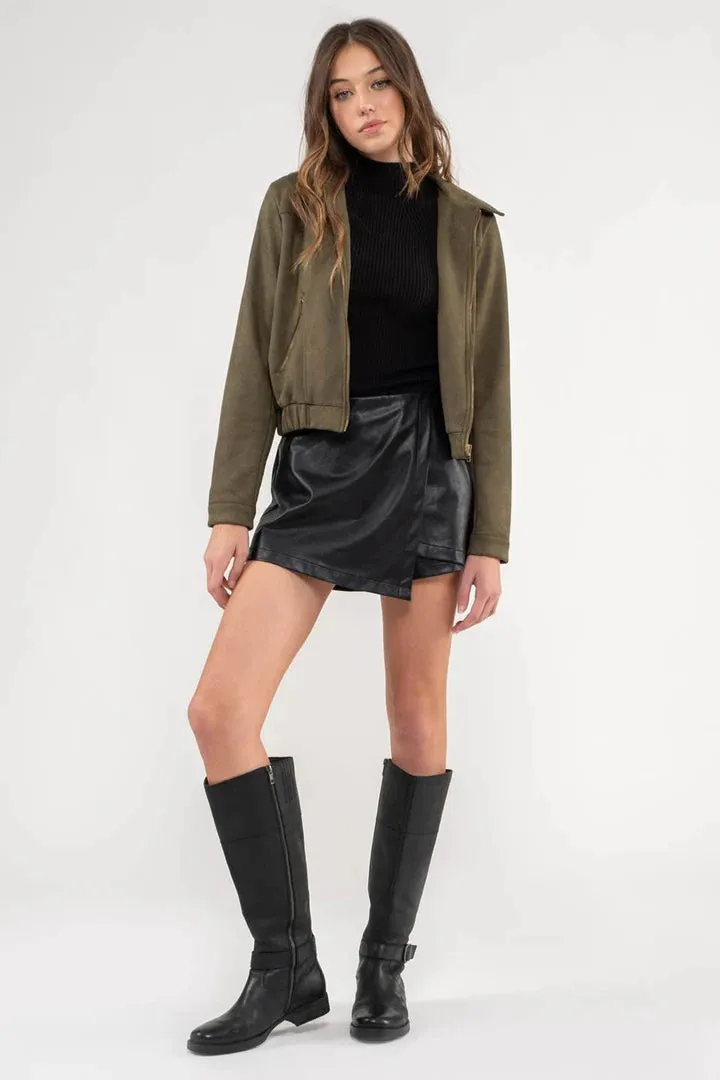 Collar Front Zip Jacket