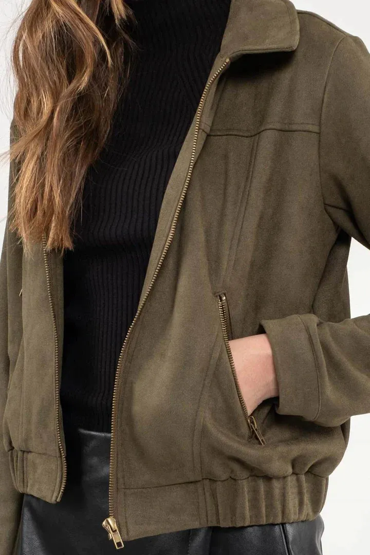 Collar Front Zip Jacket