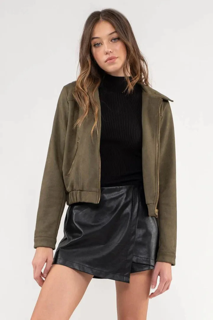 Collar Front Zip Jacket