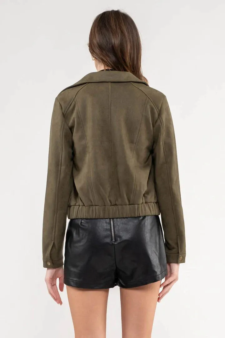 Collar Front Zip Jacket