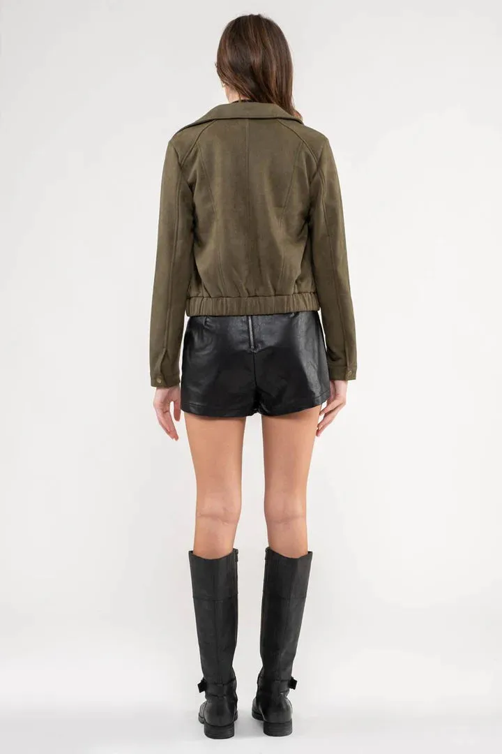 Collar Front Zip Jacket