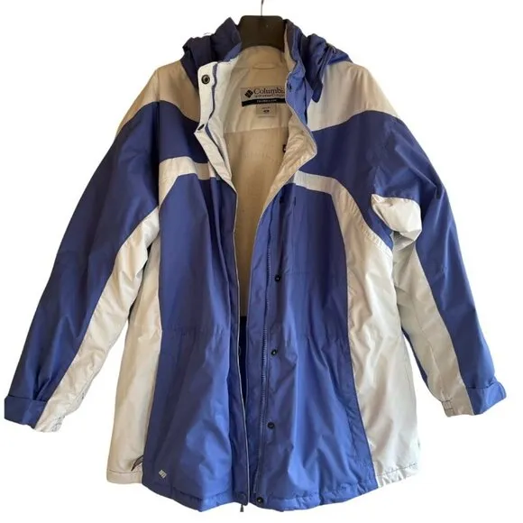 Columbia après-ski Snowboard Winter Jacket Size 1X Waterproof Blue &amp; White
