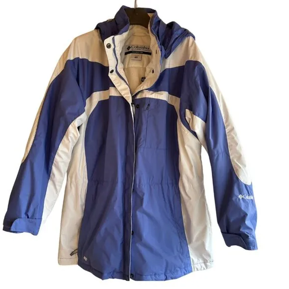 Columbia après-ski Snowboard Winter Jacket Size 1X Waterproof Blue &amp; White