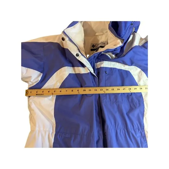 Columbia après-ski Snowboard Winter Jacket Size 1X Waterproof Blue &amp; White