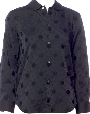 COMME des GARÇONS JAPAN. TRICOT. Black Printed Long Sleeve Button-Up Top