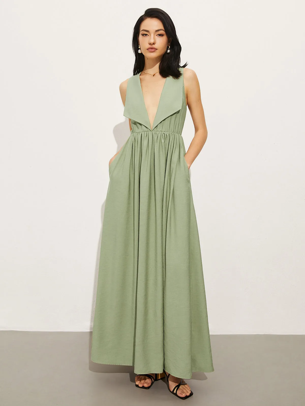 Cotton & Linen Pockets Polo Dress