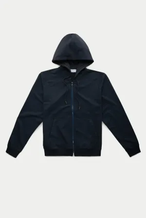 Cotton Modal Zip Up Hoodie Dark Navy