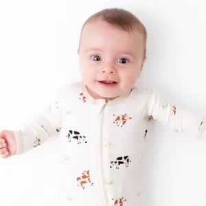 Cow Zippered Footie