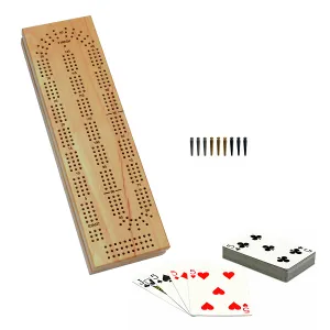 CRIBBAGE, 3-TRACK, WOOD W/STORAGE