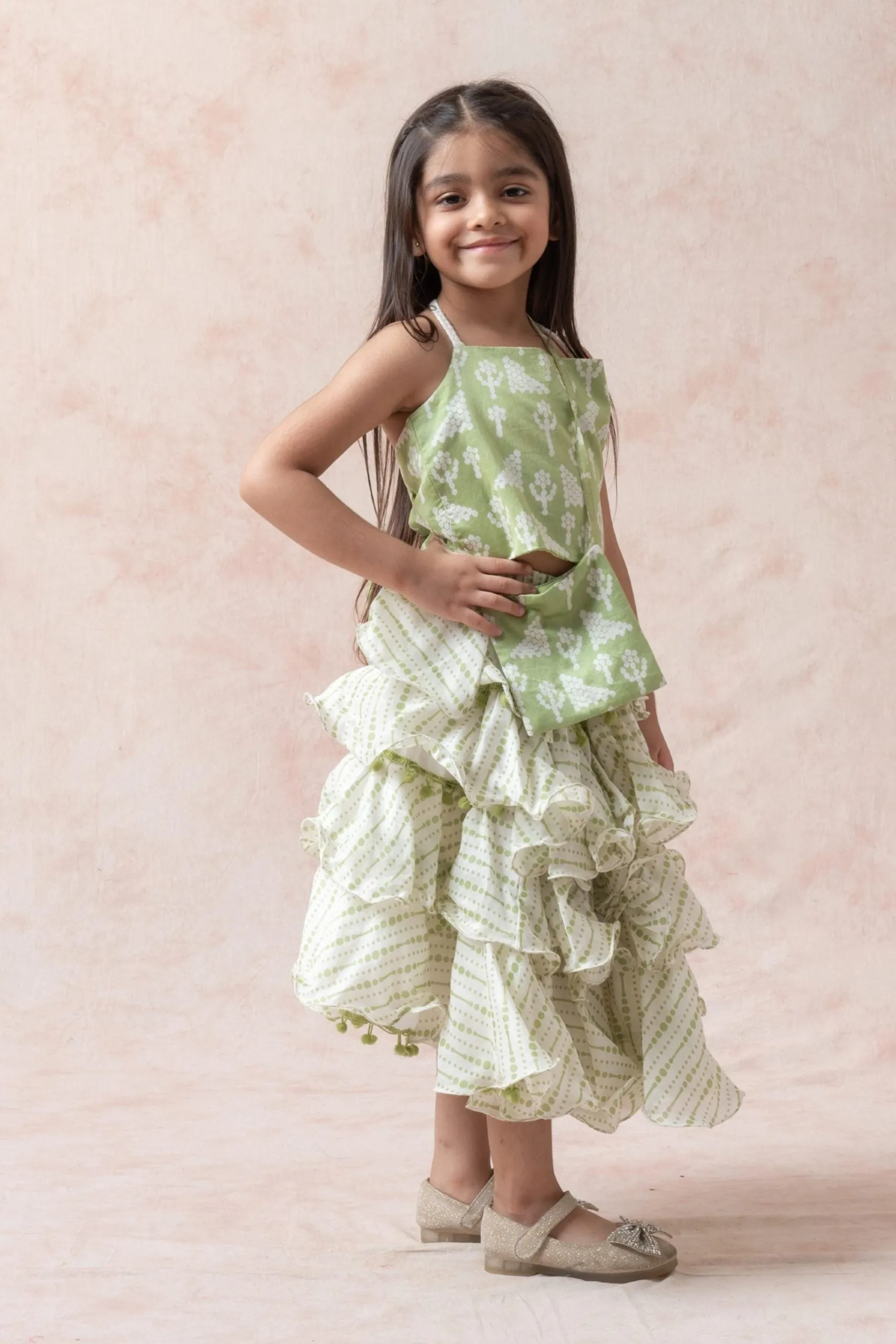 Crop top with ruffle skirt