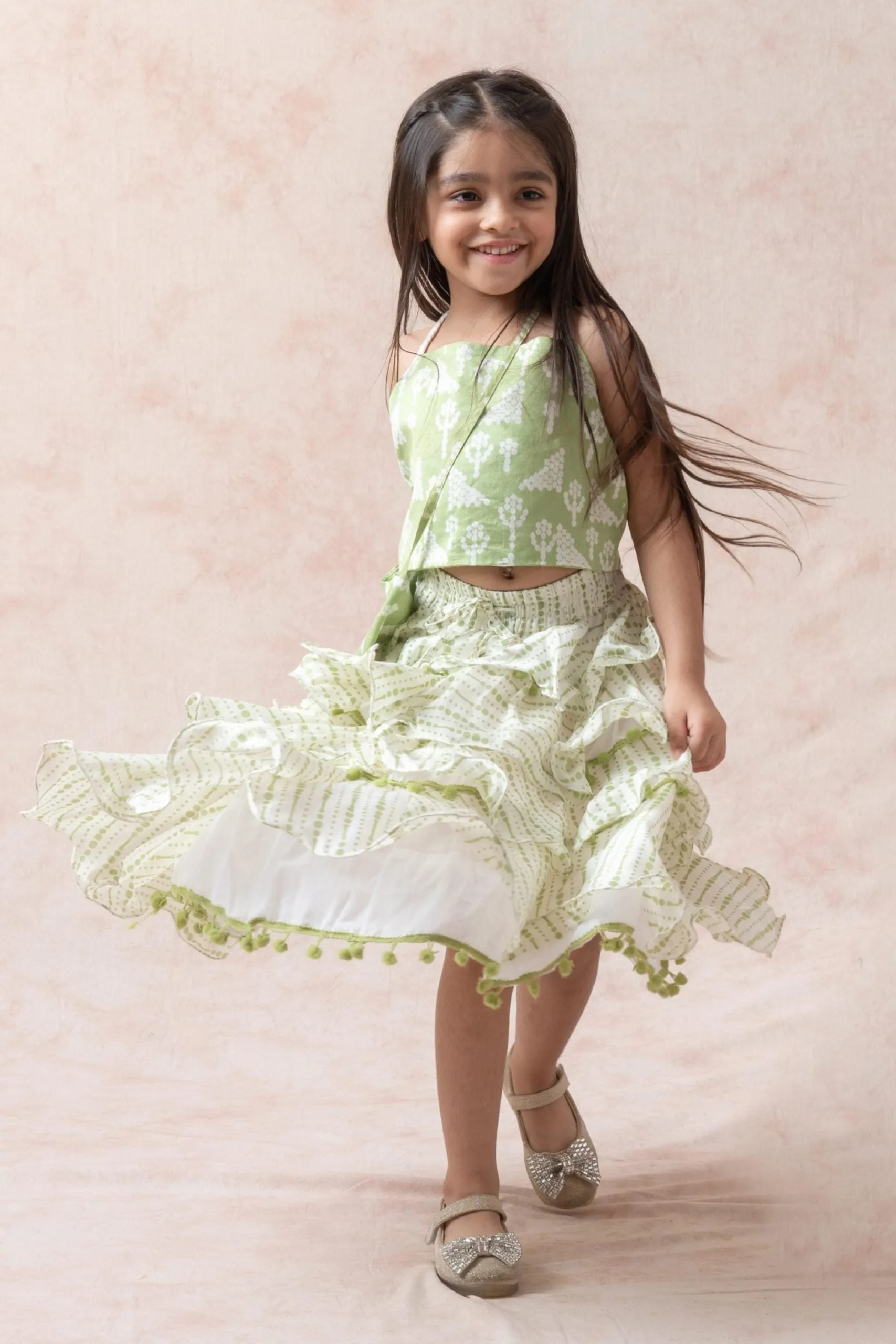 Crop top with ruffle skirt