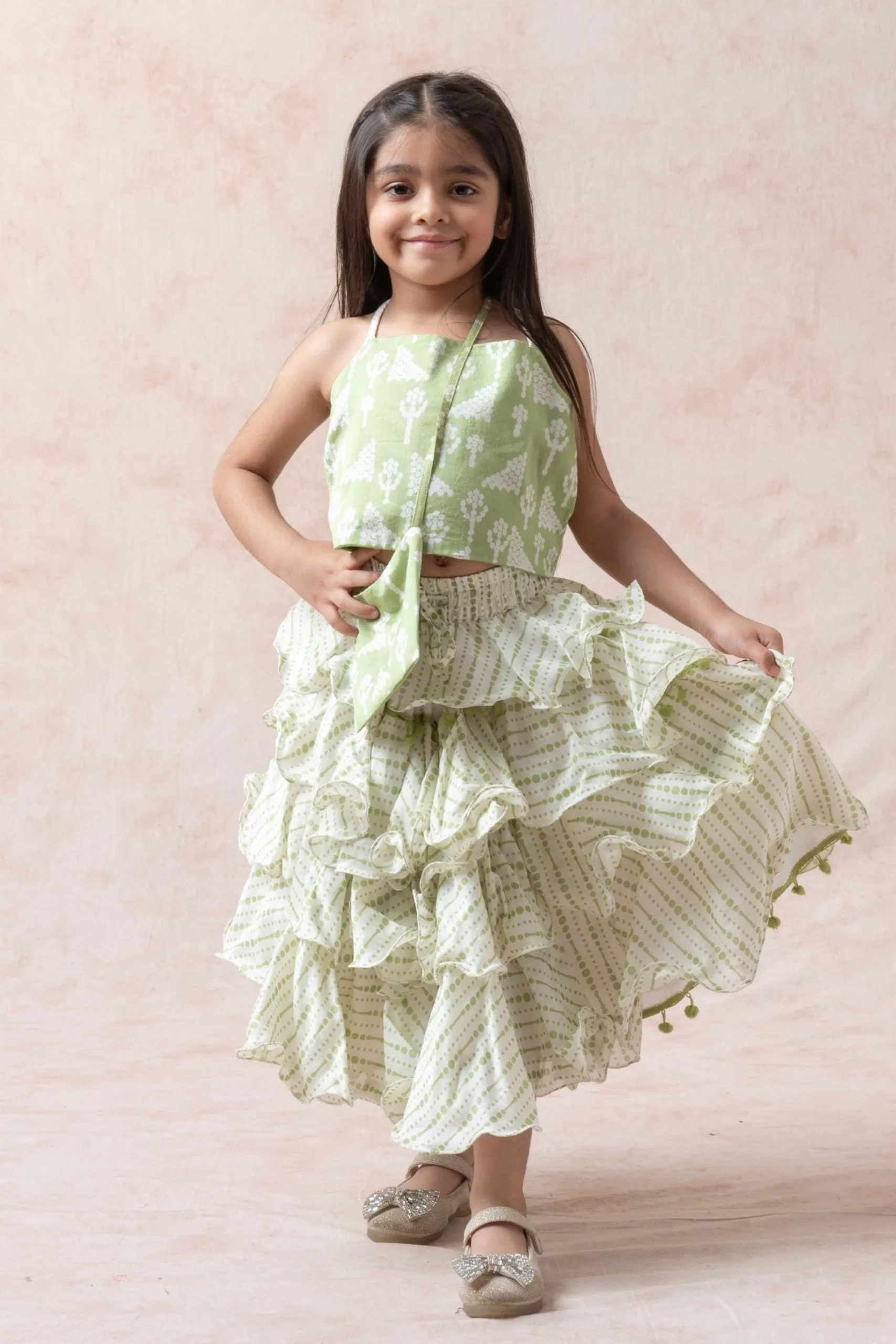 Crop top with ruffle skirt