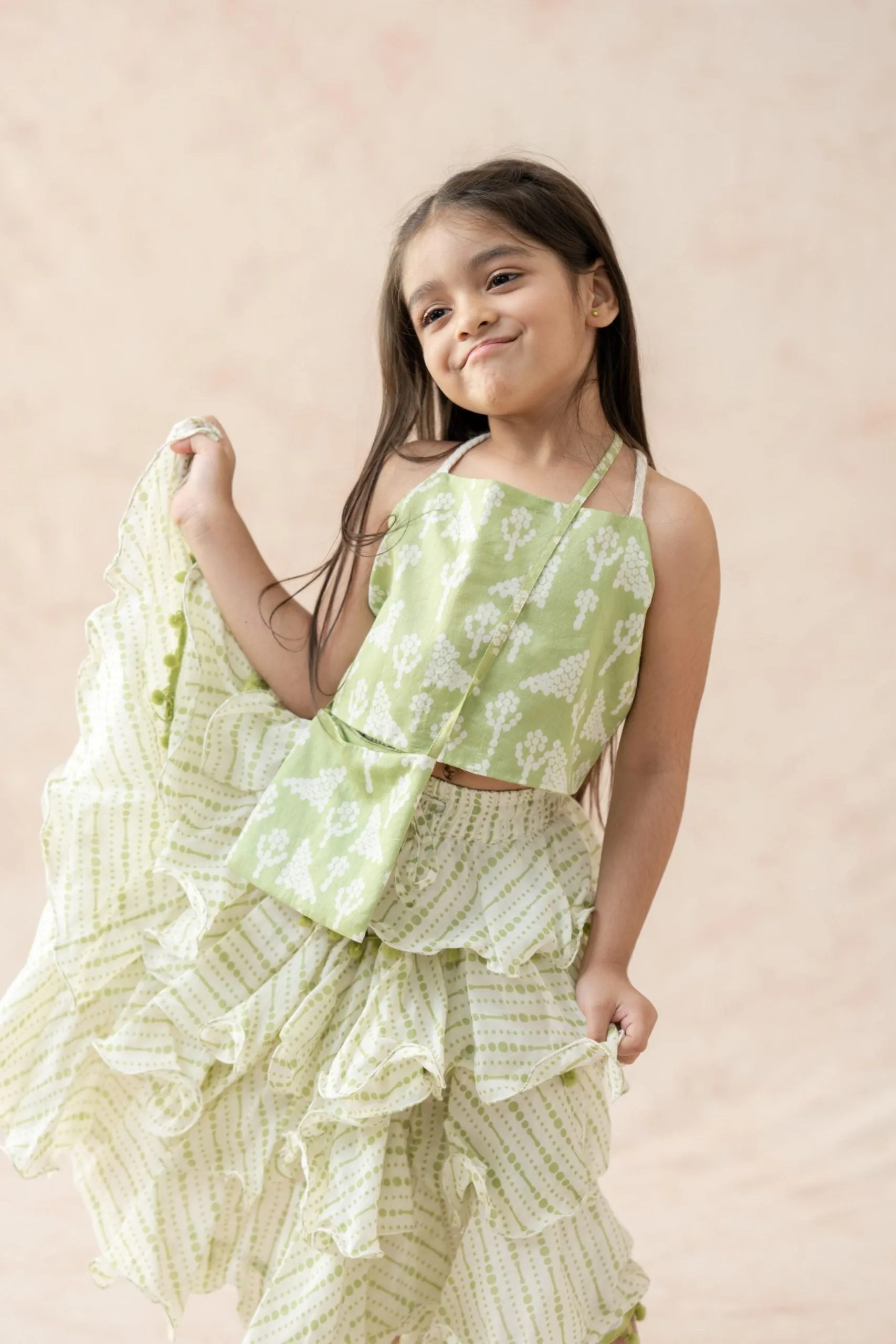 Crop top with ruffle skirt