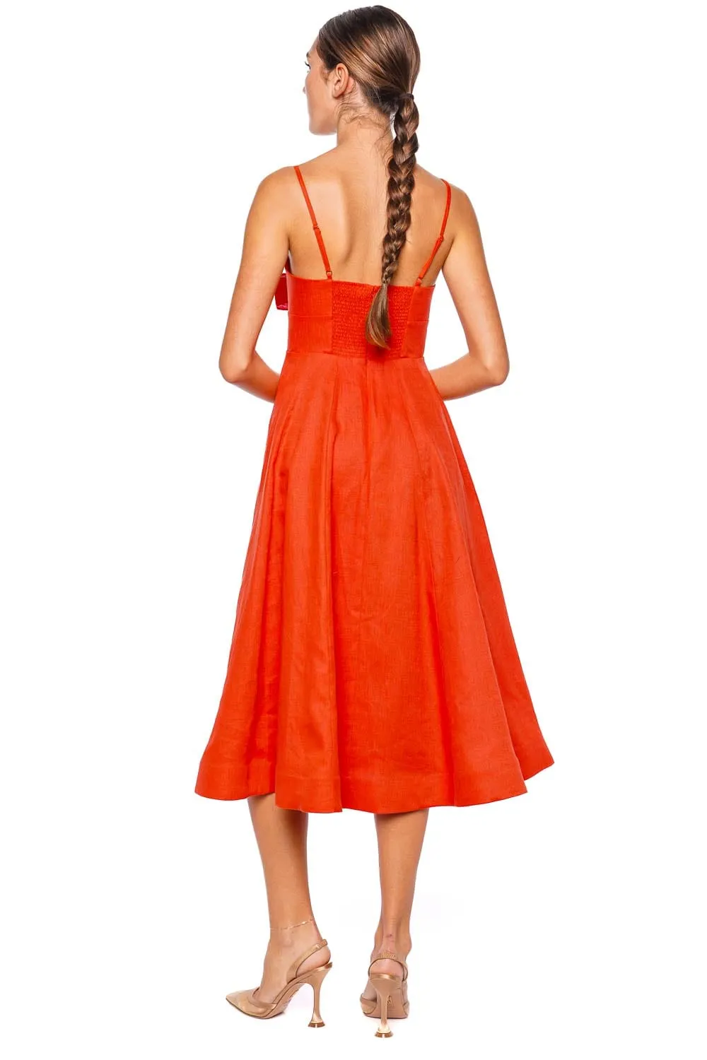 Crush Tie Front Linen Midi Dress