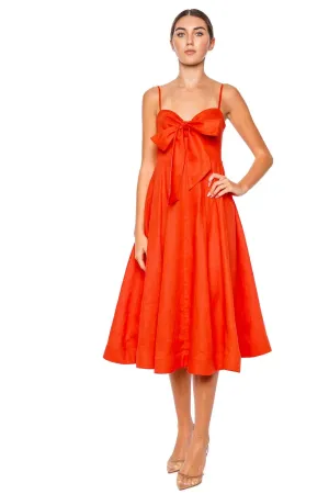 Crush Tie Front Linen Midi Dress