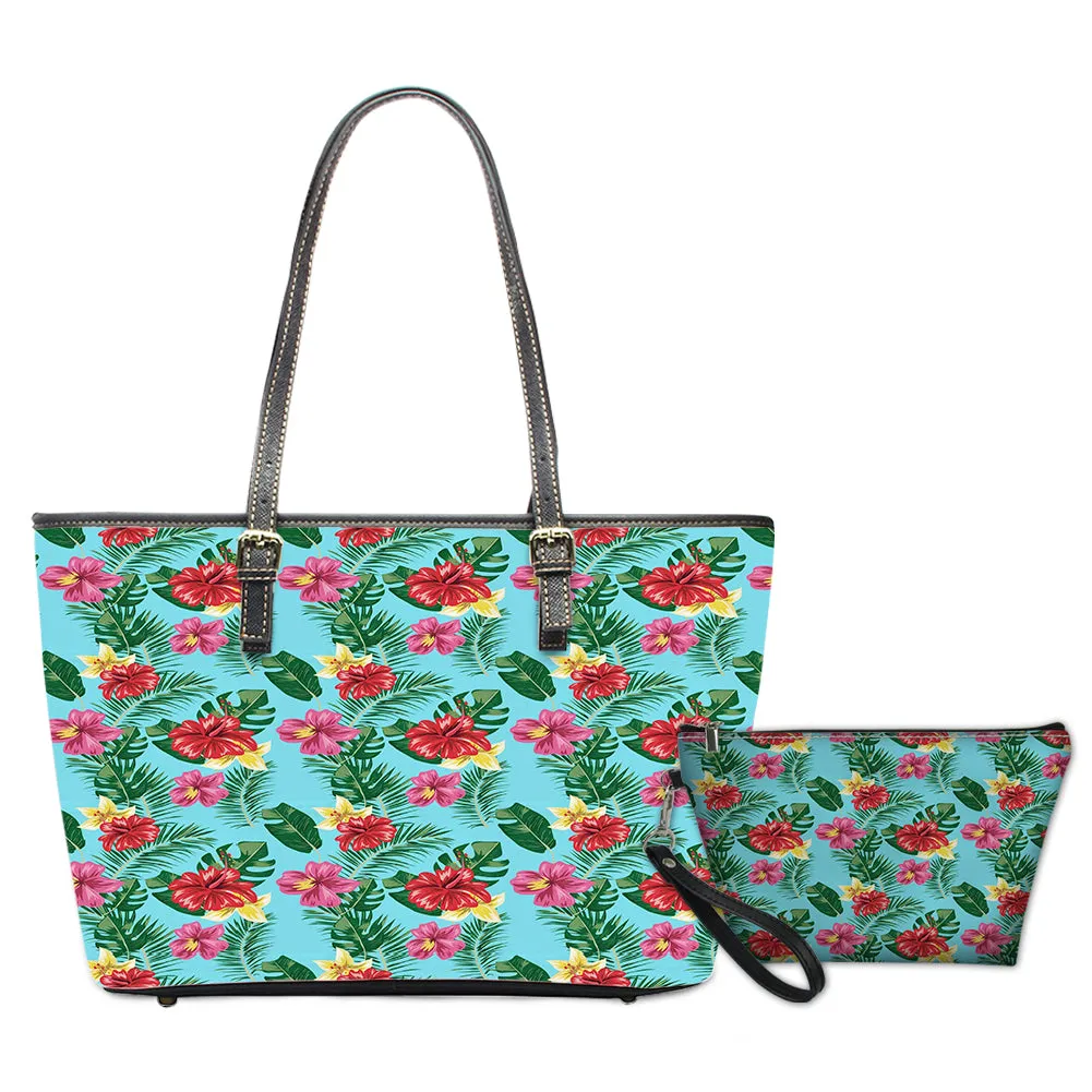 Custom Print Fashion Women Shoulder Bags and Handbags 2pcs/Set Waterpoof Adjustable Shoulder Bag Strap PU Leather
