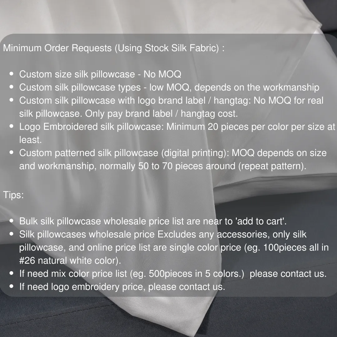 Custom Wholesale Silk Pillowcase 19 Momme Envelope Closure - 65×65cm