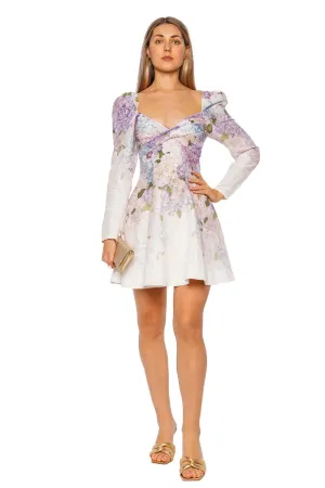Dawning Hydrangea Puff Sleeve Mini Dress
