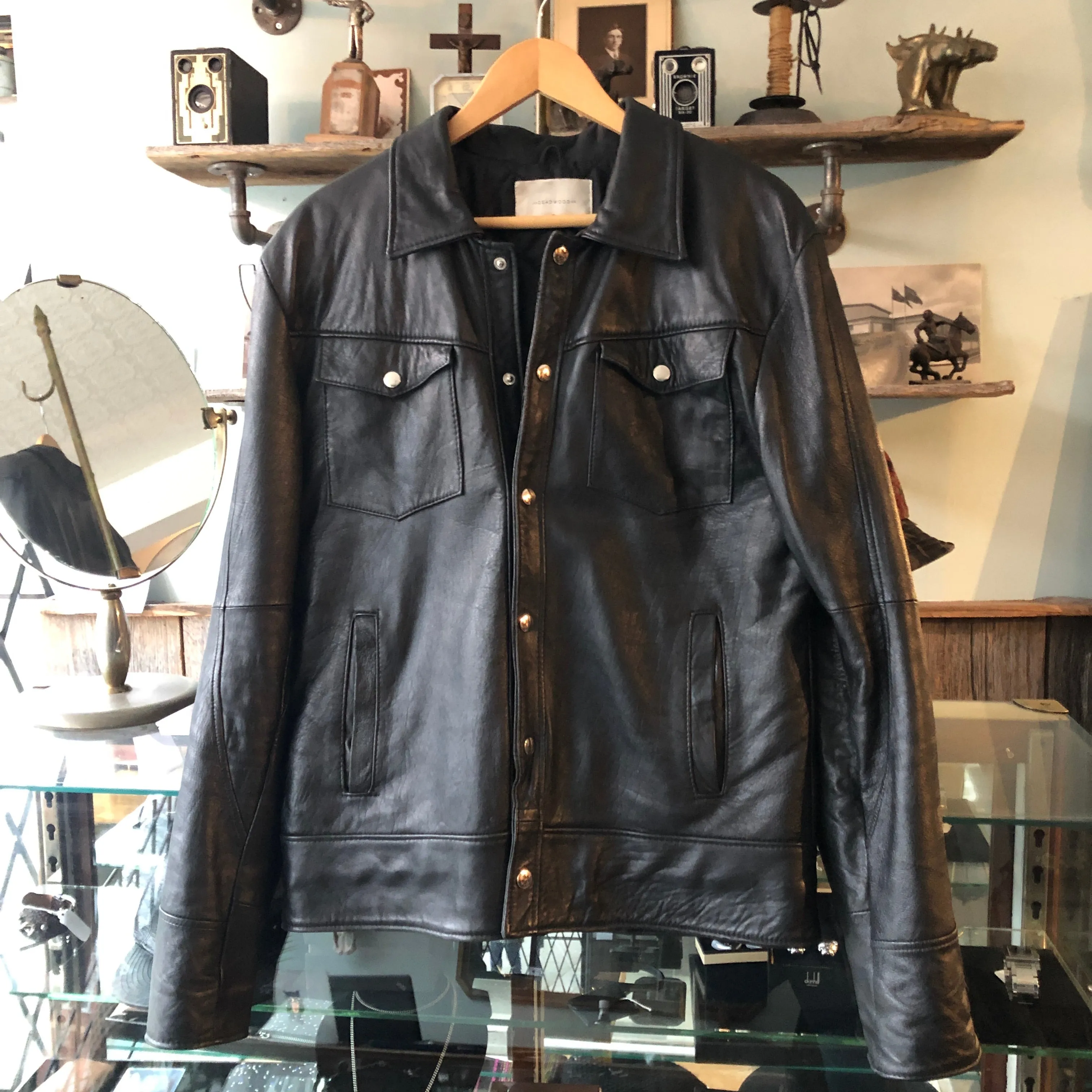 Deadwood Black Leather Coach Jacket - S