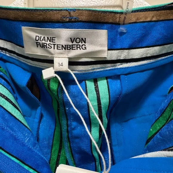 Diane von Furstenberg Shiana Linen-Blend Short, size 14, NWT