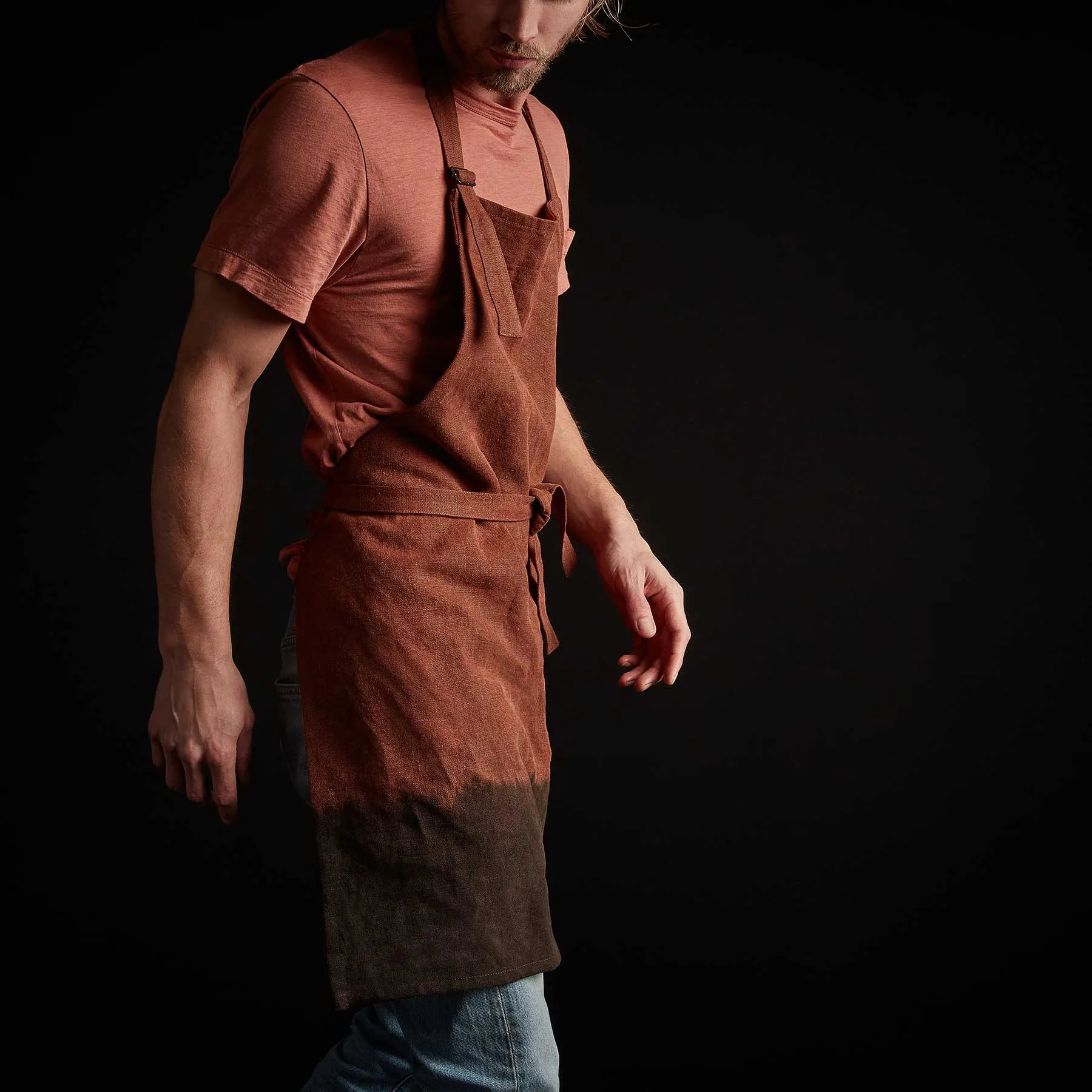 Dip Dye Full Chefs Apron - Dark Rust/ Black
