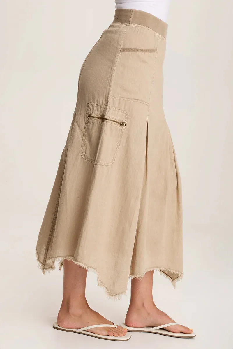 Doak Skirt with Sharkbite Hem and Cargo Pockets
