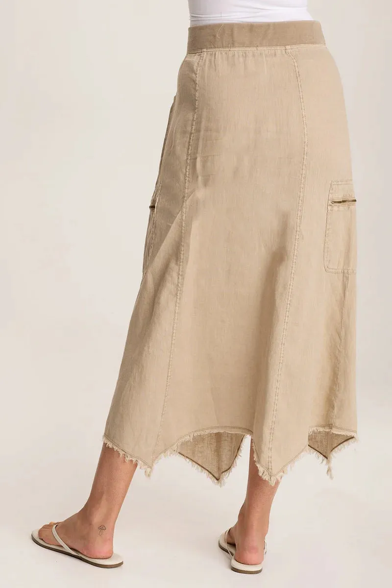 Doak Skirt with Sharkbite Hem and Cargo Pockets