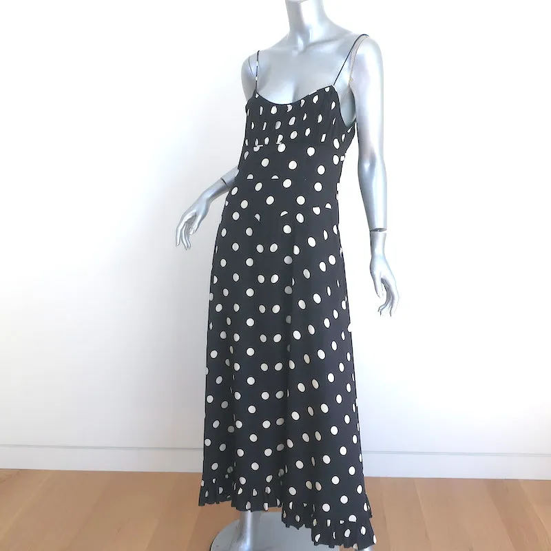 Doen Rosaria Midi Dress Black Polka Dot Silk-Blend Size Medium