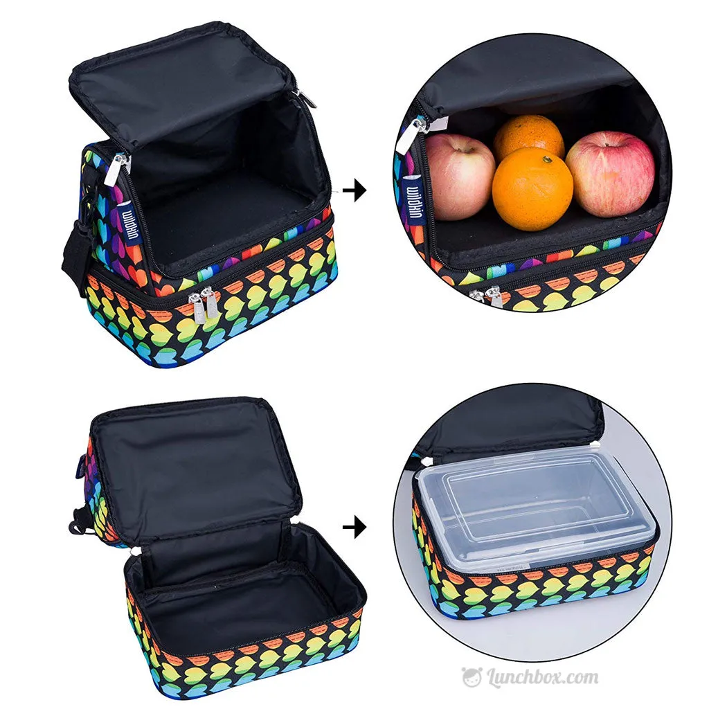 Double Decker Lunch Box - Rainbow Hearts