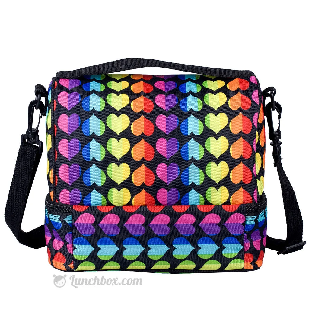 Double Decker Lunch Box - Rainbow Hearts